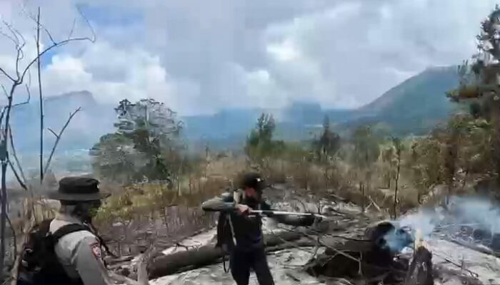 Personel Polsek Sembalun Bersama Tim Gabungan Padamkan Api di Kawasan TNGR Resort Sembalun